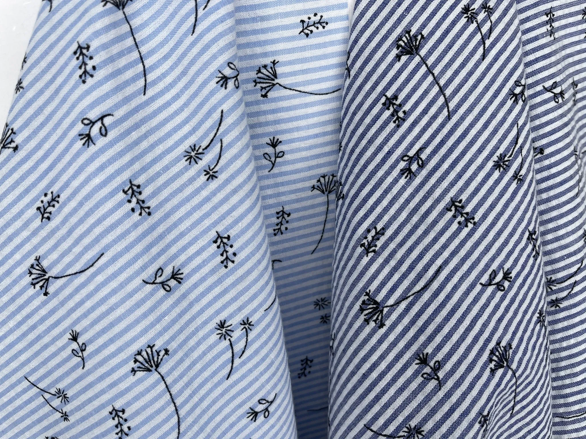 100% Cotton Seersucker Dandelion Stripes Fabric