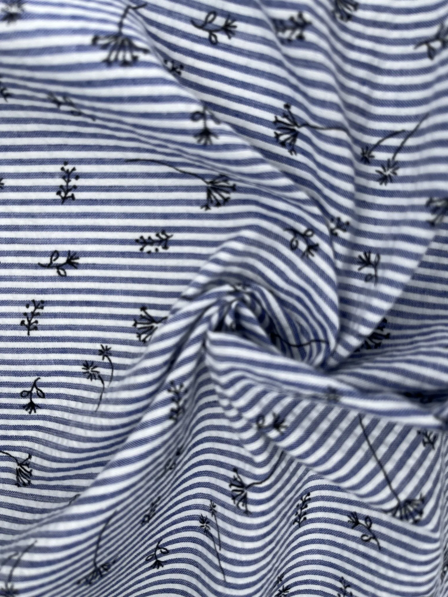 100% Cotton Seersucker Dandelion Stripes Fabric