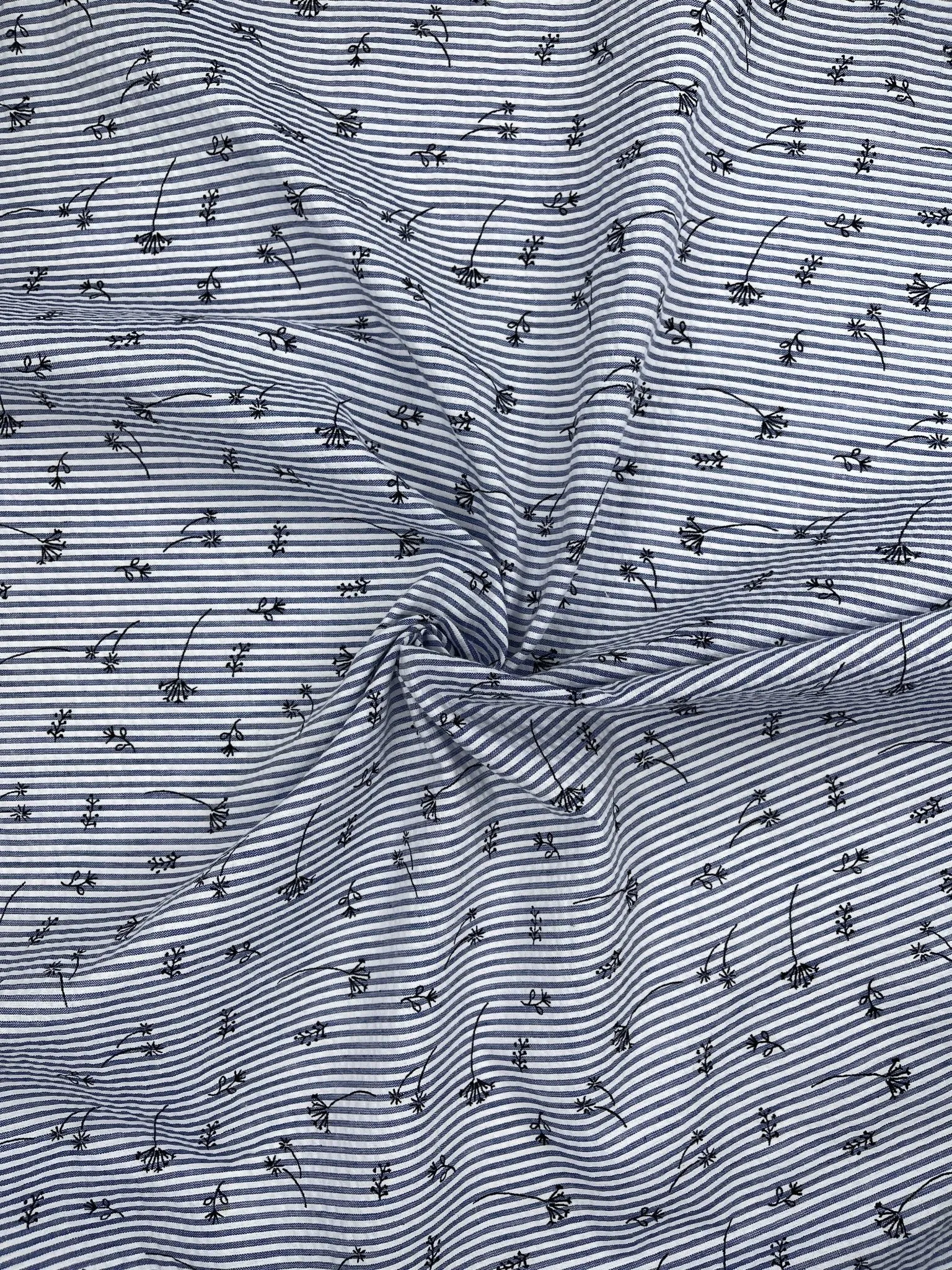 100% Cotton Seersucker Dandelion Stripes Fabric