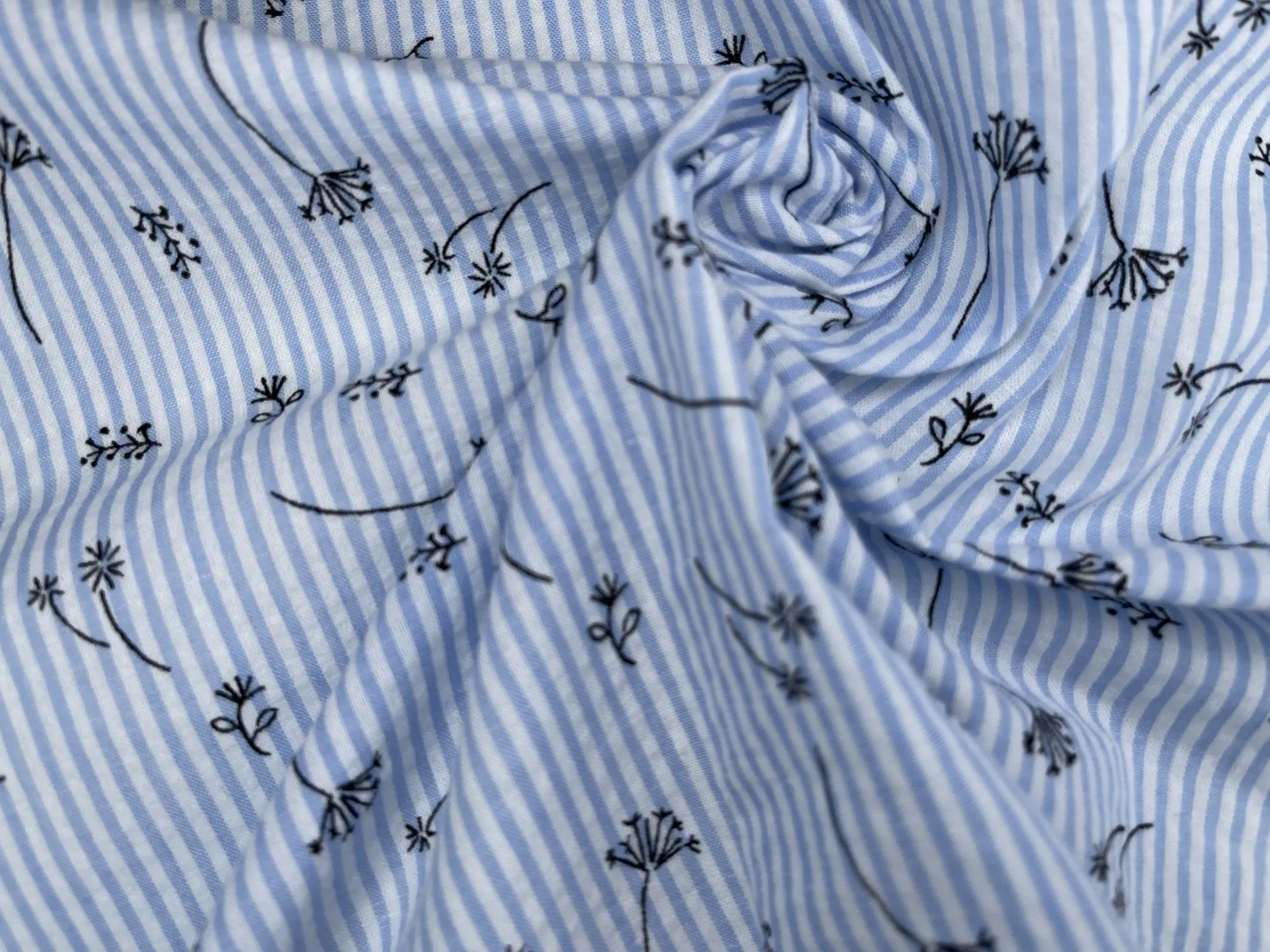 100% Cotton Seersucker Dandelion Stripes Fabric