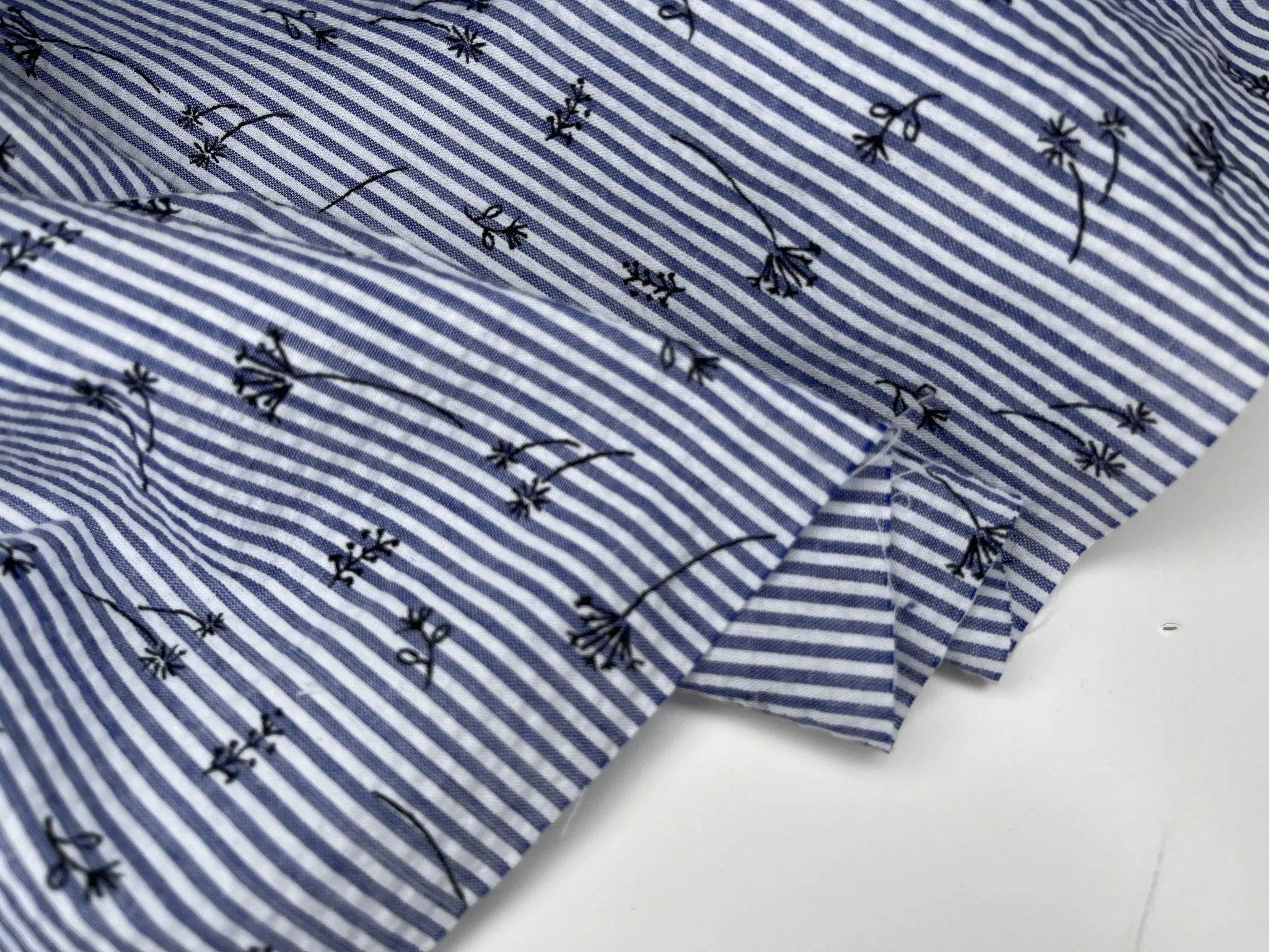 100% Cotton Seersucker Dandelion Stripes Fabric