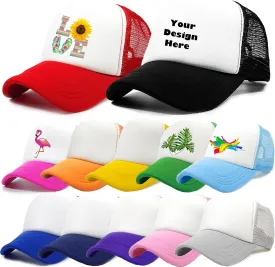12 Pack Sublimation Blanks Mesh Trucker Hats Bulk, DIY Printing Baseball Hat Wholesale, Sports Outdoor Snapback Dad Hat