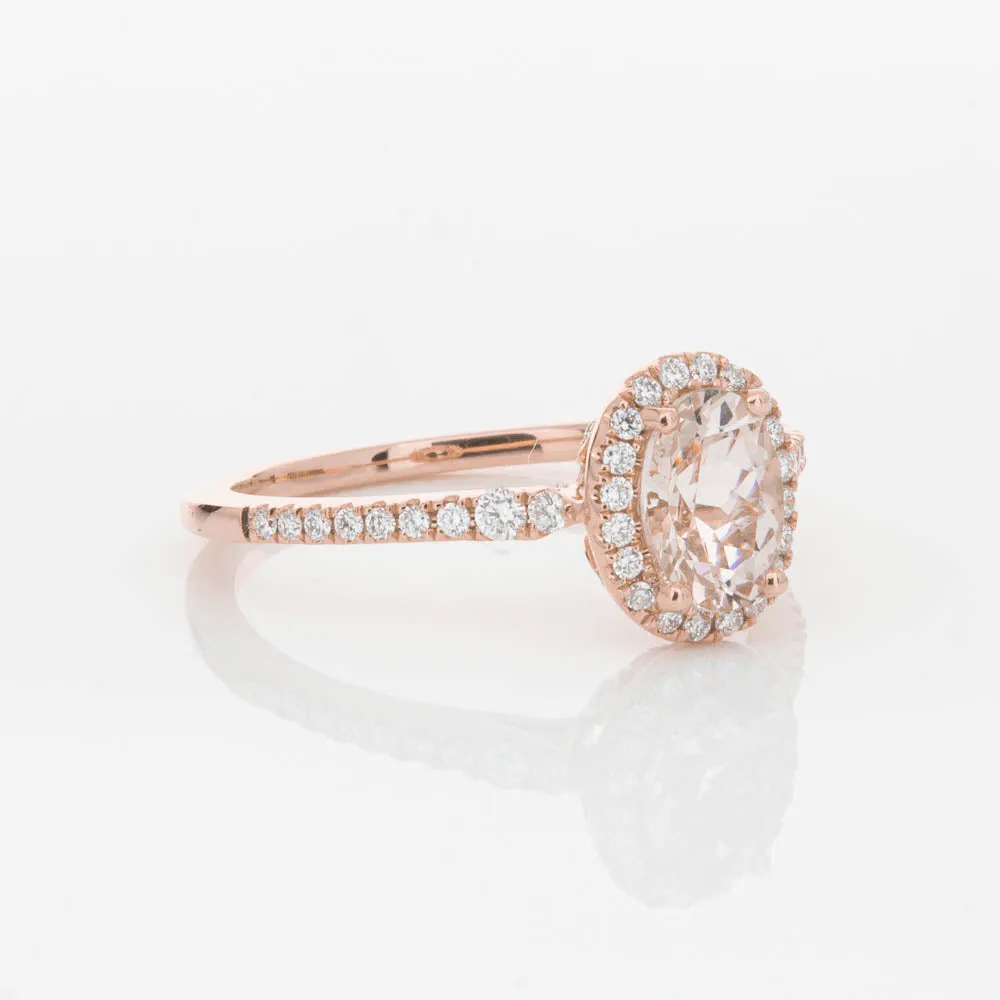18ct Rose Gold .76ct Morganite & Diamond Mini Sierra Ring