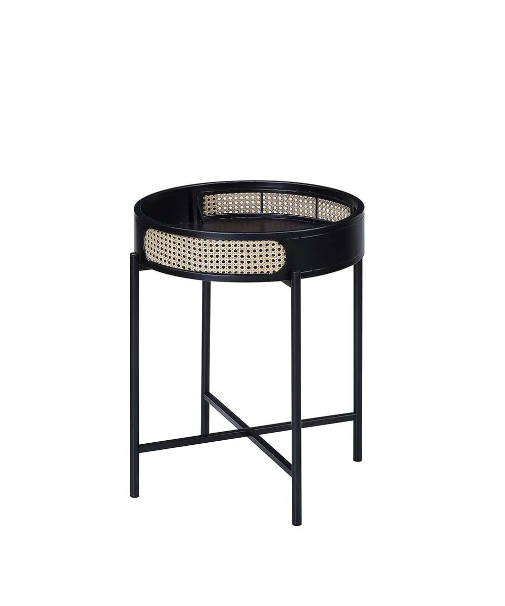 24" Black Melamine Veneer And Manufactured Wood Round End Table By Homeroots