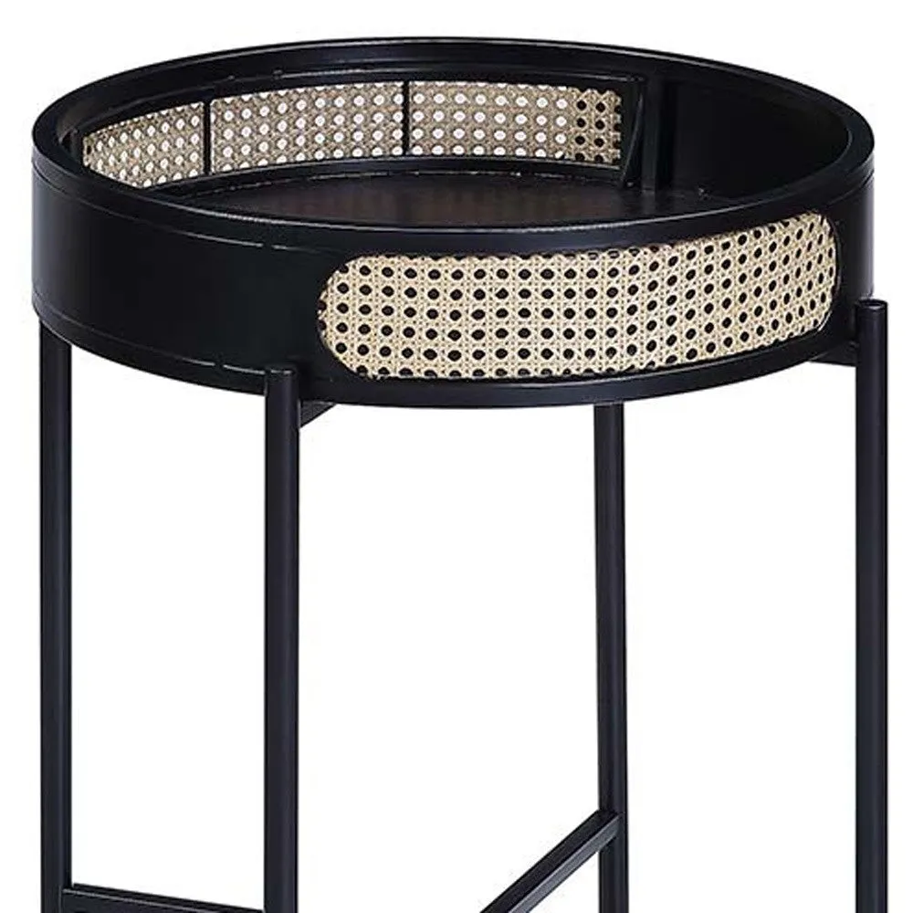 24" Black Melamine Veneer And Manufactured Wood Round End Table By Homeroots