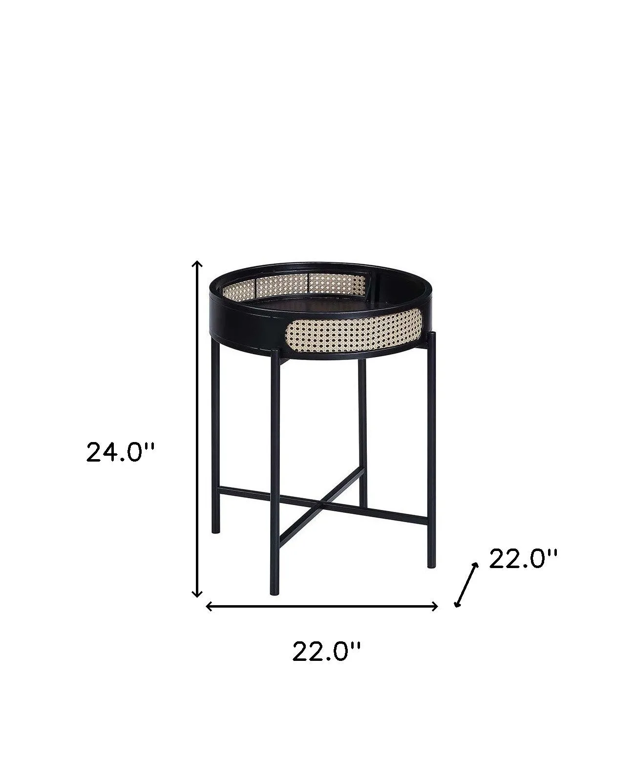 24" Black Melamine Veneer And Manufactured Wood Round End Table By Homeroots