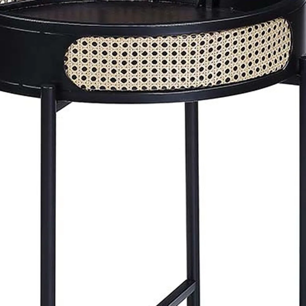 24" Black Melamine Veneer And Manufactured Wood Round End Table By Homeroots