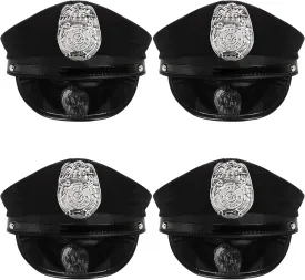 4 Packs Black Police Hat Cop Hat for Adults, Unique Police Officer Hat for Stage Performance and Cosplay Party, Funny Police Hat Costume for Party Favor Supplies, Police Novelty Toys