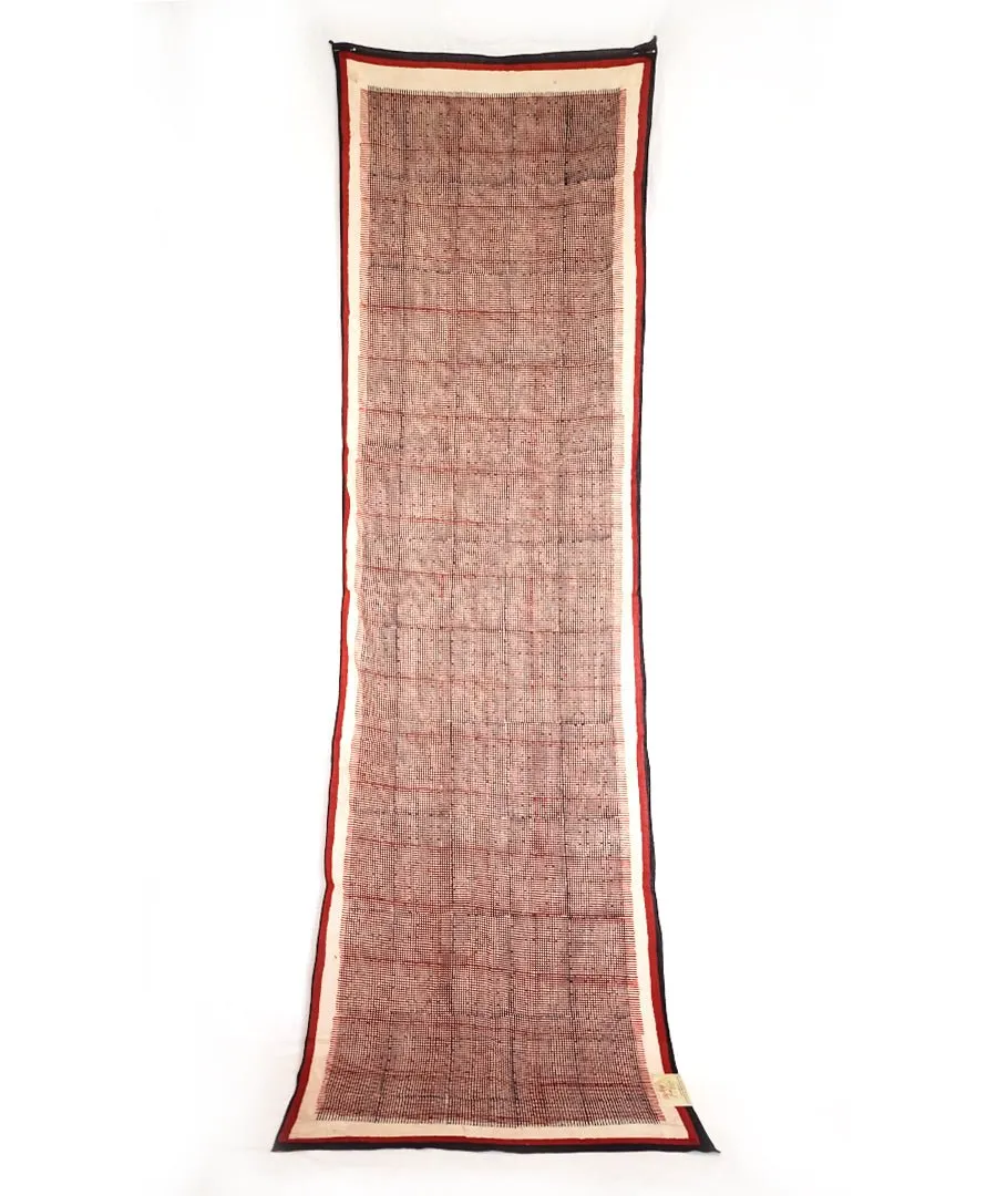ABSTRACT - Black/Red/white Hand block printed Cotton Stole
