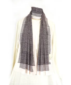 ABSTRACT - Black/white Hand block printed Cotton Stole