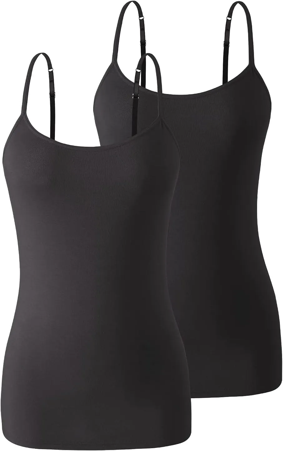 Air Curvey 2/3 Pack Cotton Women's Camisole with Shelf Bra Adjustable Strap Tank Tops Soft Undershirts Layering Tops