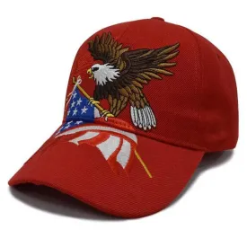 American Flying Eagle Shadow Custom Embroidered Hat (Red)