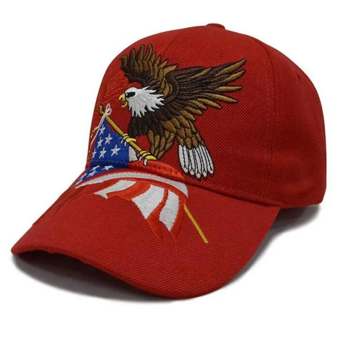 American Flying Eagle Shadow Custom Embroidered Hat (Red)