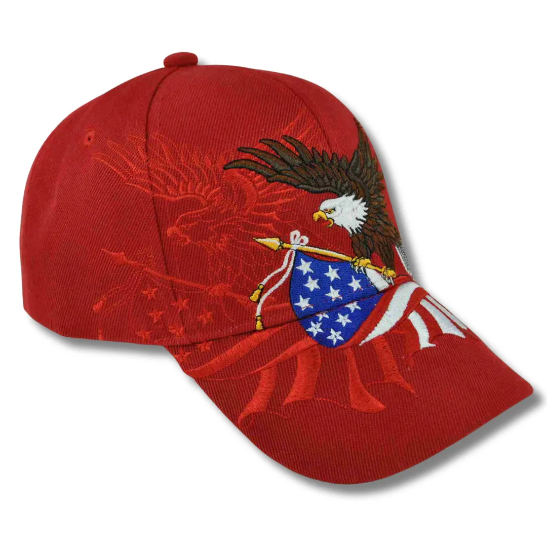 American Flying Eagle Shadow Custom Embroidered Hat (Red)