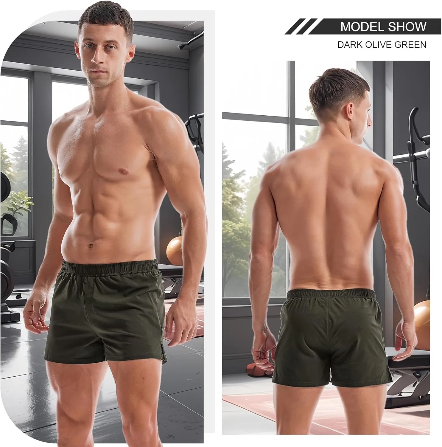 AMY COULEE Mens Gym Shorts 3" Bodybuilding Workout Shorts Lightweight Running Lounge Cotton Sleep Bottoms