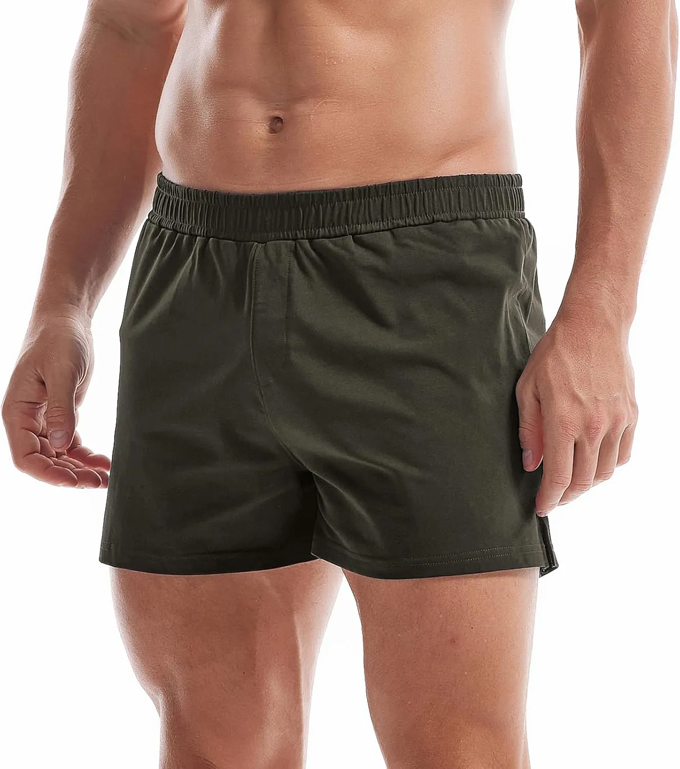AMY COULEE Mens Gym Shorts 3" Bodybuilding Workout Shorts Lightweight Running Lounge Cotton Sleep Bottoms
