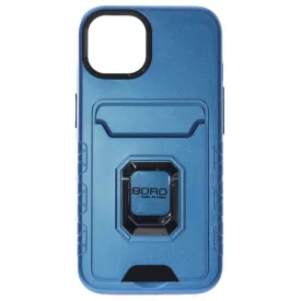 Apple iPhone 14 Case, (BORO) Magnetic Ring Armor Case with Card Holder, Color Blue
