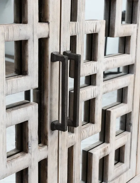 Arley 98" Mirrored Reclaimed 6 Door Wood Sideboard