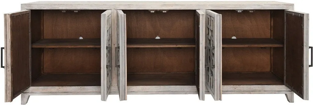 Arley 98" Mirrored Reclaimed 6 Door Wood Sideboard
