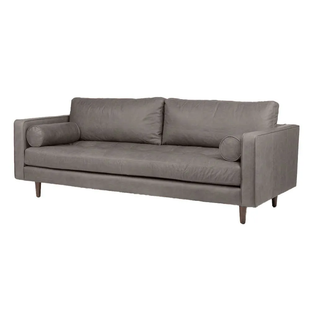 Ashla Grey Faux Leather Sofa (3 Seater)