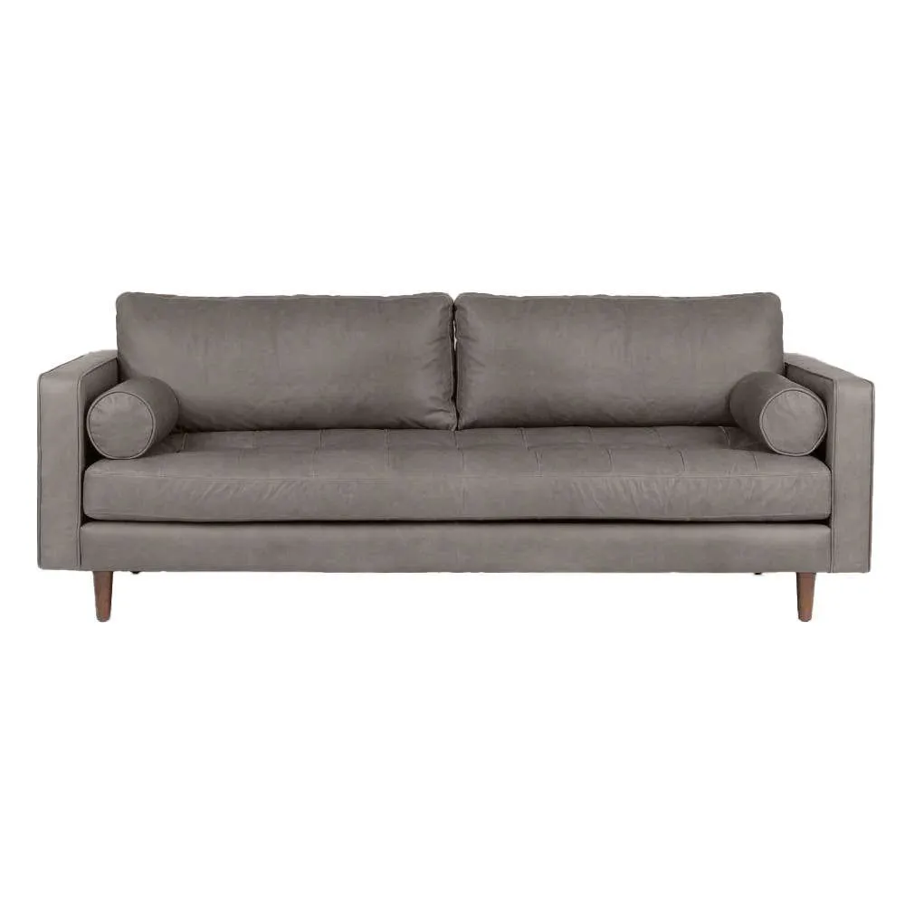 Ashla Grey Faux Leather Sofa (3 Seater)