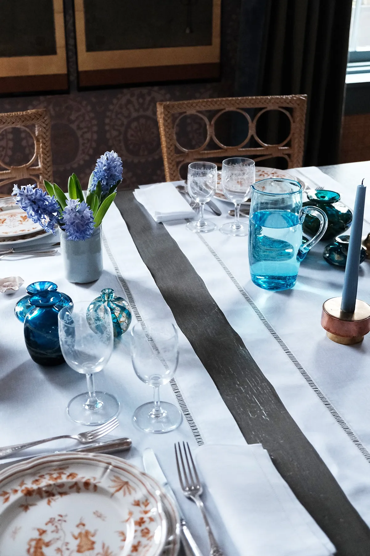 ‘BACCHETTA’ TRIM LINEN TABLE RUNNER