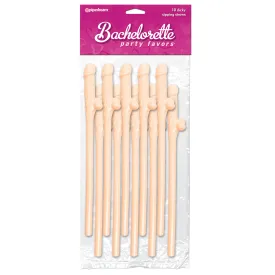 Bachelorette Party Dicky Sipping Straws-Flesh 10pk