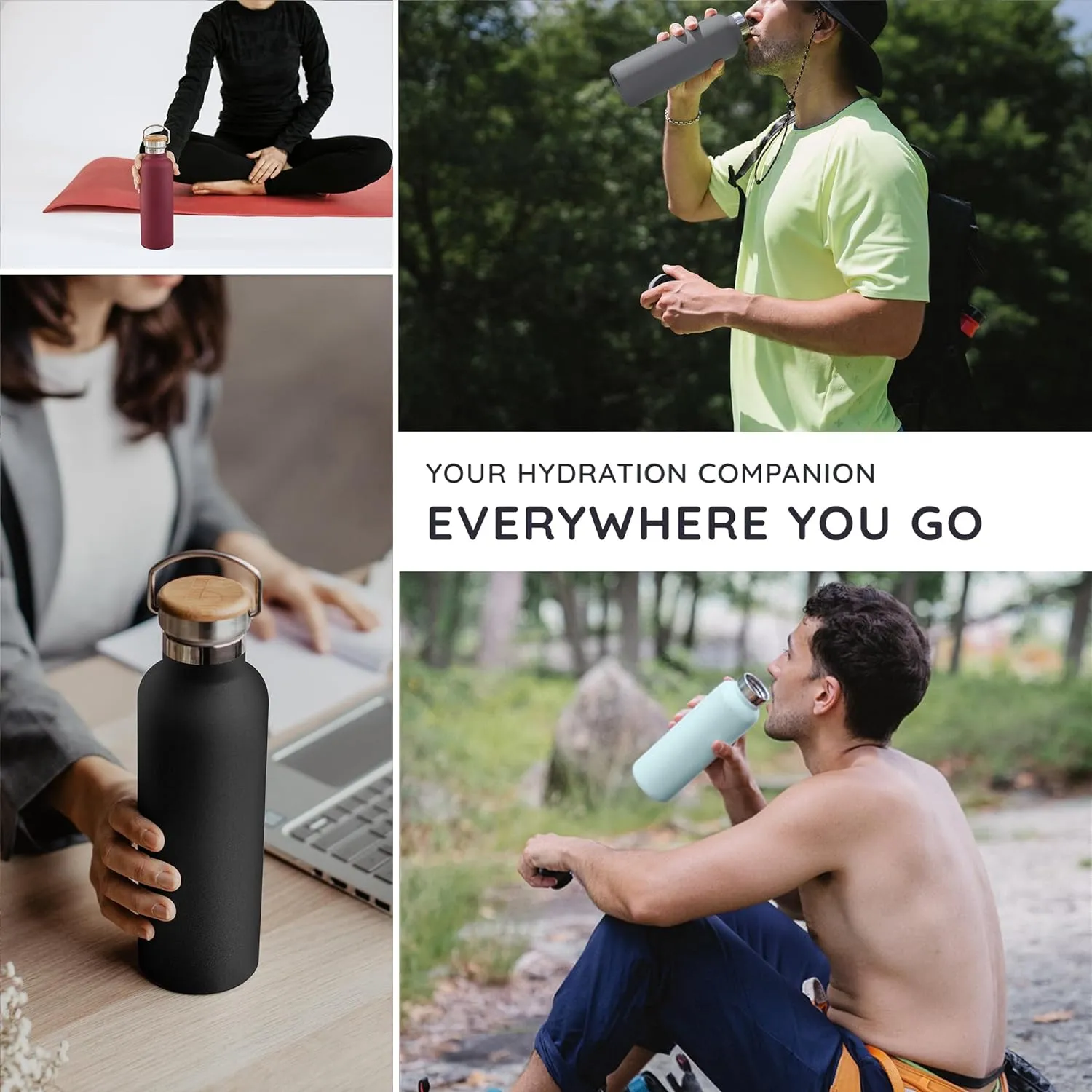 Bambaw Insulated Water Bottle 350ml, White Water Bottle, Stainless Steel Water Bottle, Leakproof Water Bottle, White Metal Water Bottle, 350ml Insulated Water Bottle  Polar White