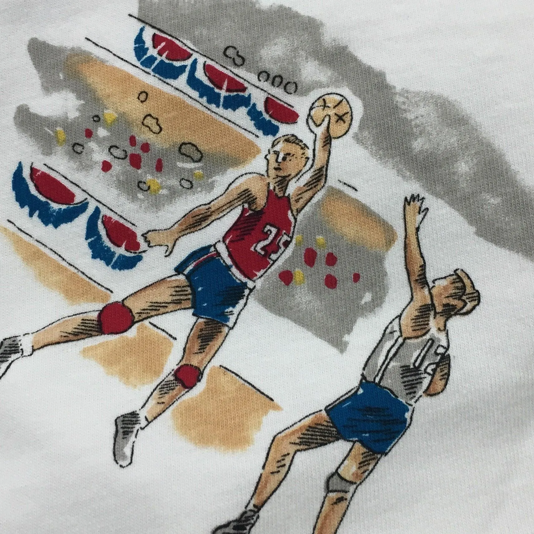Basketball on White Cotton Jersey Fabric