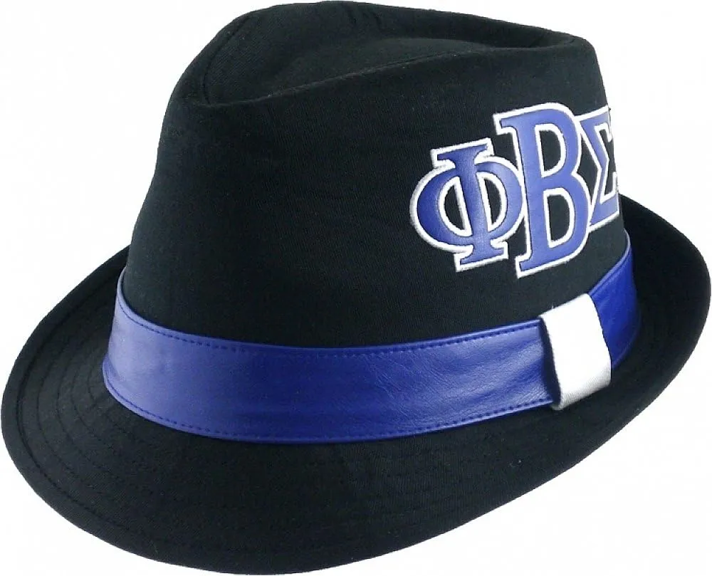 Big Boy Phi B Sigma Divine 9 Leather Band Mens Fedora Hat [Black - 58 cm] - ID#86638, 7 1/4