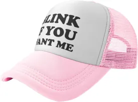 Blink If You Want Me Funny Adjustable Mesh Trucker Hat Sport Baseball Cap Men Women Gift Dad Hat Fishing Cap Black