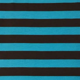 Brown and Blue 1/2" Stripes on Cotton/Spandex Jersey Fabric