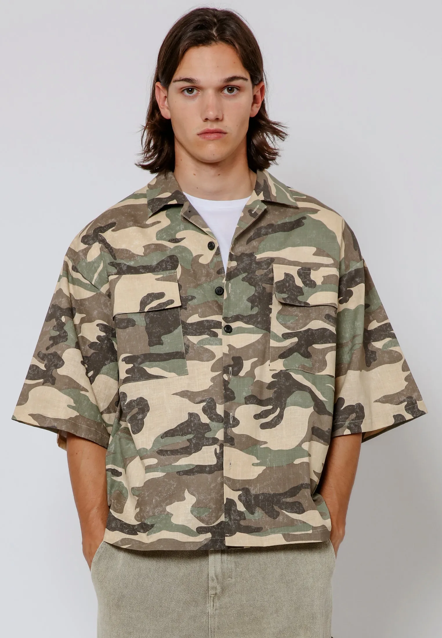 CAMO SHIRT KHAKI & STONE