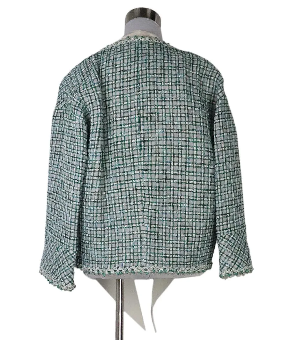 Chanel Green & Blue Tweed Jacket sz 6