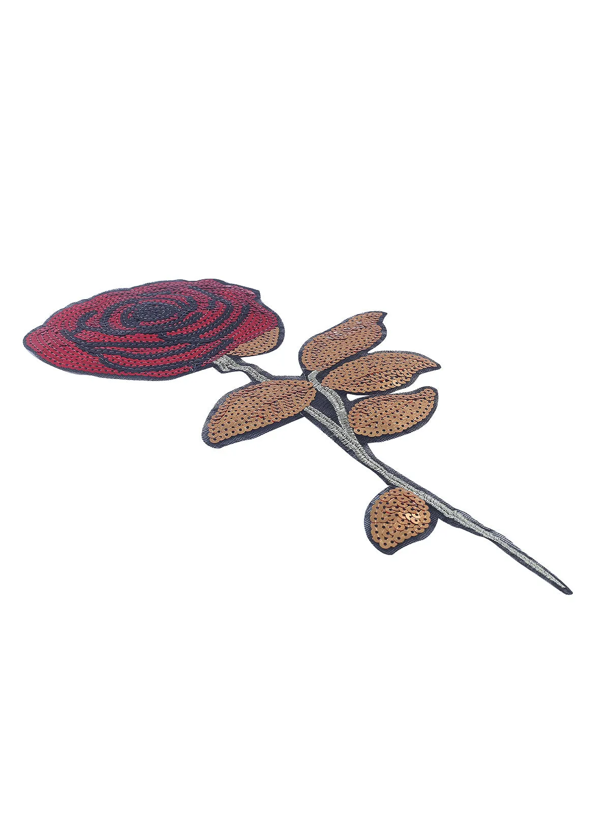 Charming Big Wide Red Rose Flower Sequins Patch
