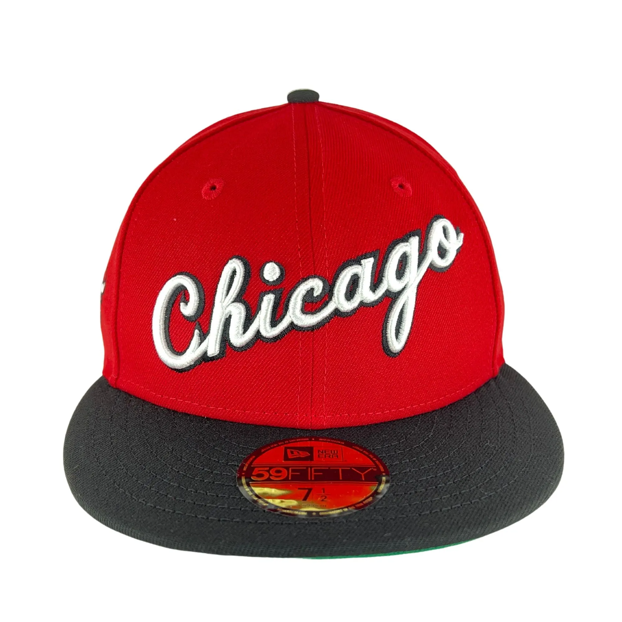 Chicago Bulls Red/Black/Green UV Script New Era 59FIFTY Fitted Hat