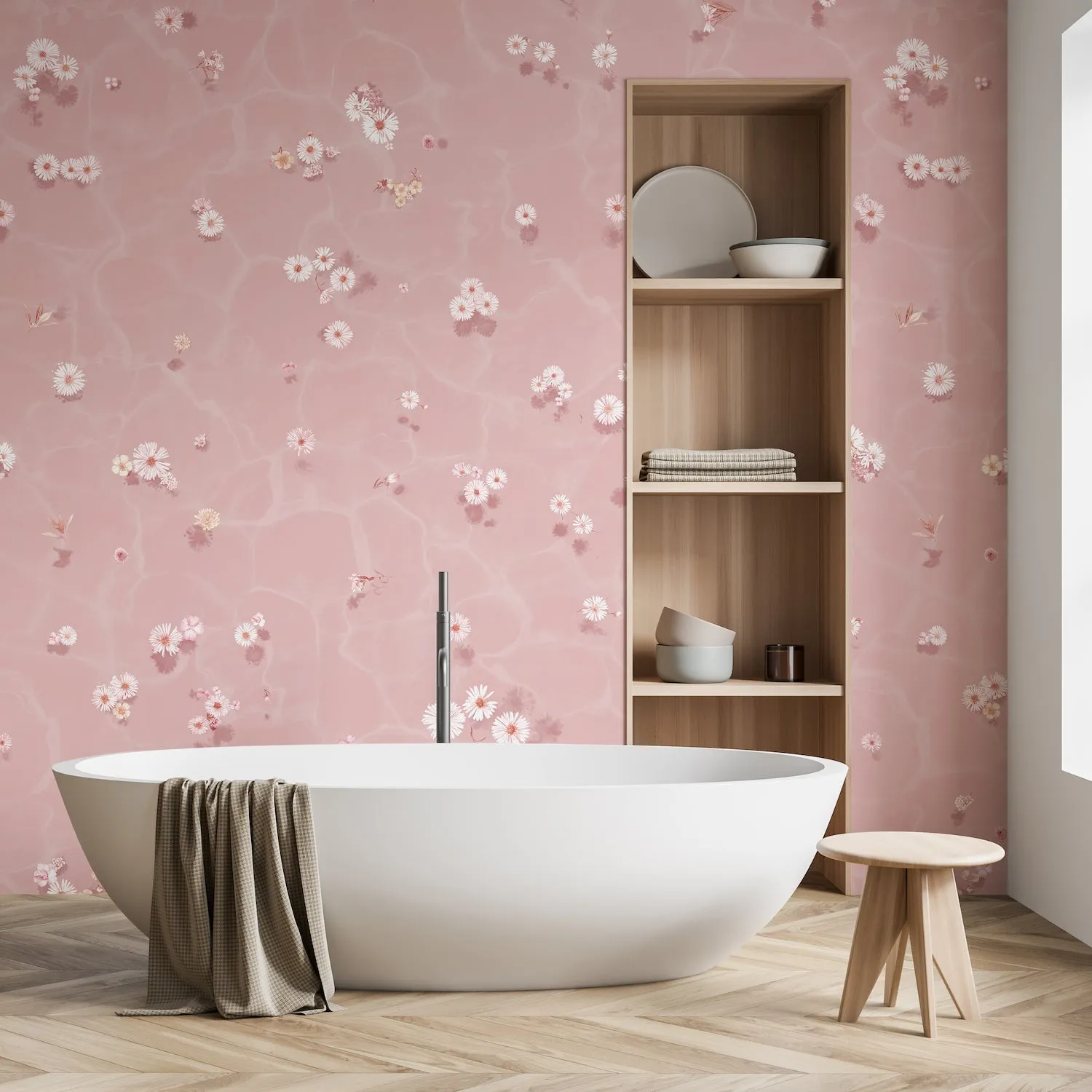 Classic Floral Bath Mural Wallpaper