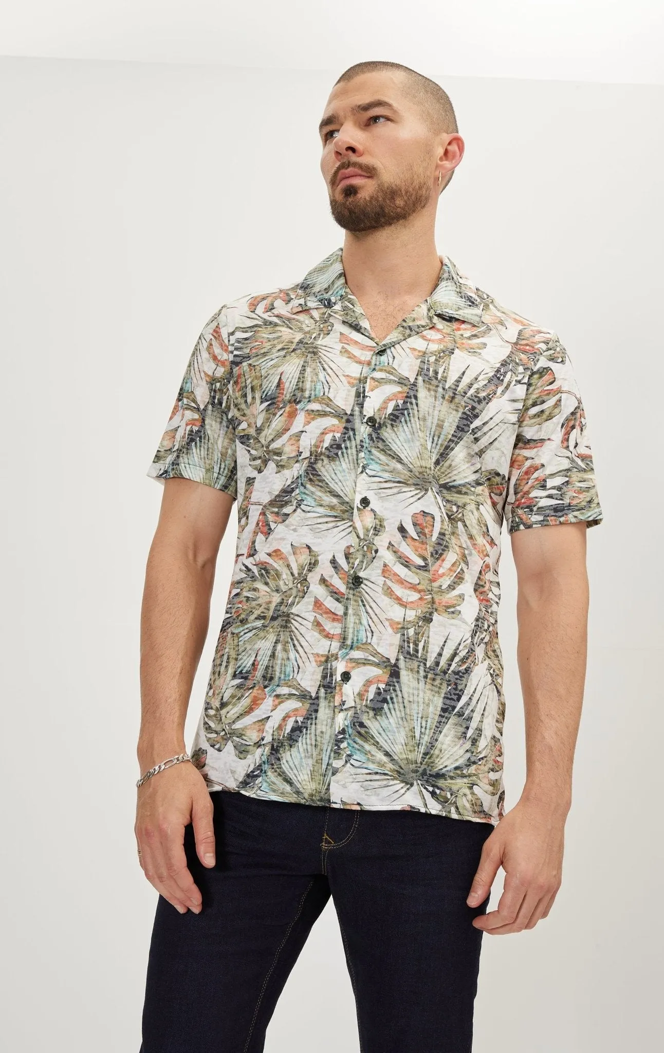 Collared Lightweight Shirt - Casual - Green White