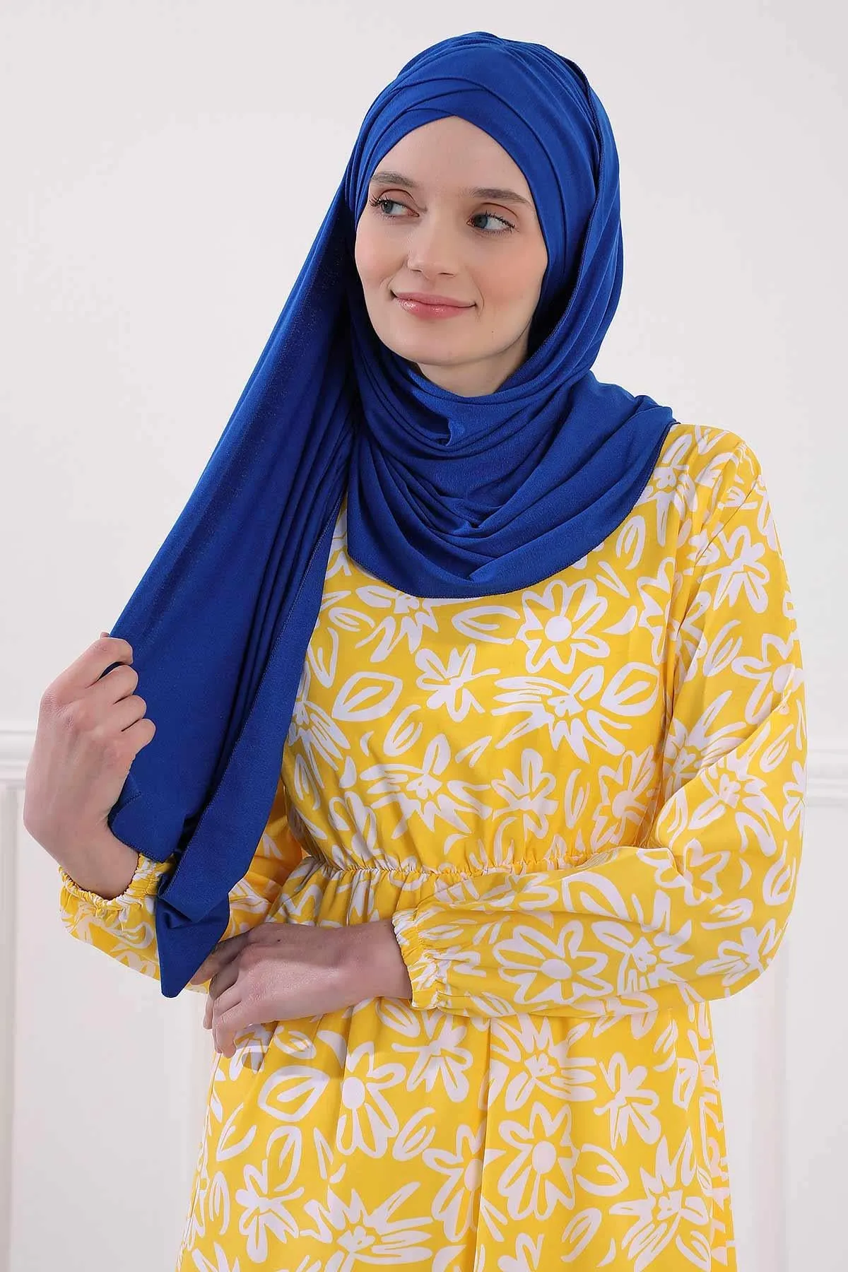 Comfortable Cross Stitched Jersey Shawl Practical Cotton Hijab for Women, Front Cross-Stitched Shirred Jersey Hijab Shawl,CPS-45