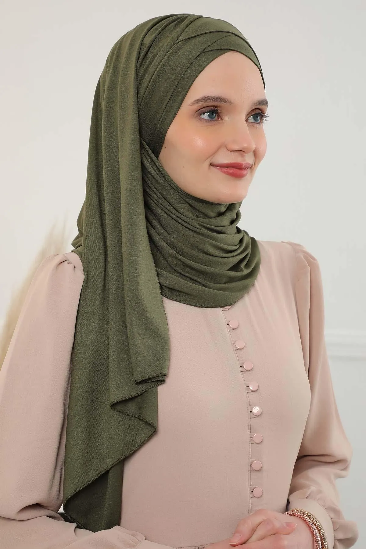 Comfortable Cross Stitched Jersey Shawl Practical Cotton Hijab for Women, Front Cross-Stitched Shirred Jersey Hijab Shawl,CPS-45