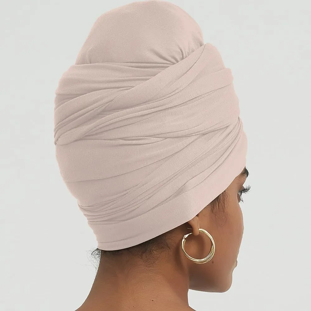 corciova Long Soft Head Wrap Turban Headband for Black Women Two Way Stretch Fashion African Head Covering Jersey Hijab Scarf