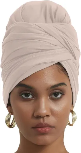 corciova Long Soft Head Wrap Turban Headband for Black Women Two Way Stretch Fashion African Head Covering Jersey Hijab Scarf