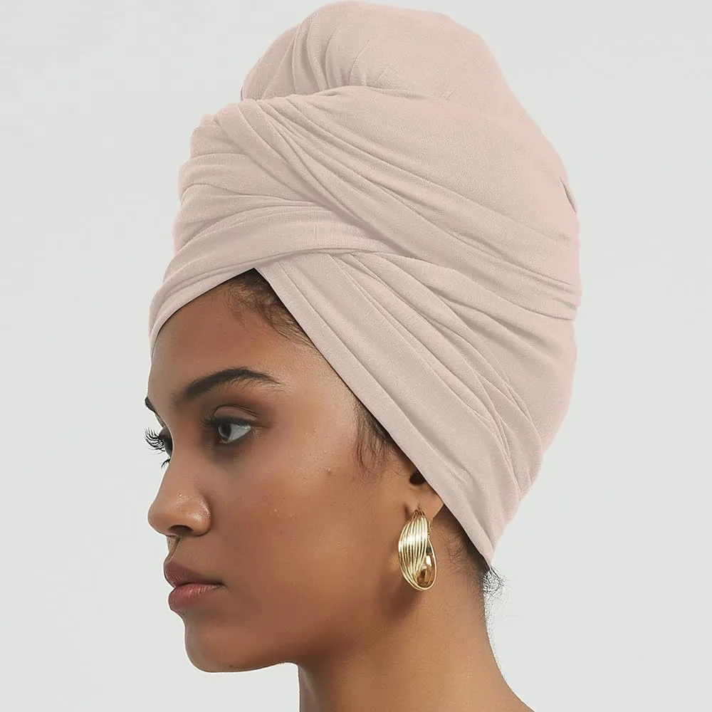 corciova Long Soft Head Wrap Turban Headband for Black Women Two Way Stretch Fashion African Head Covering Jersey Hijab Scarf