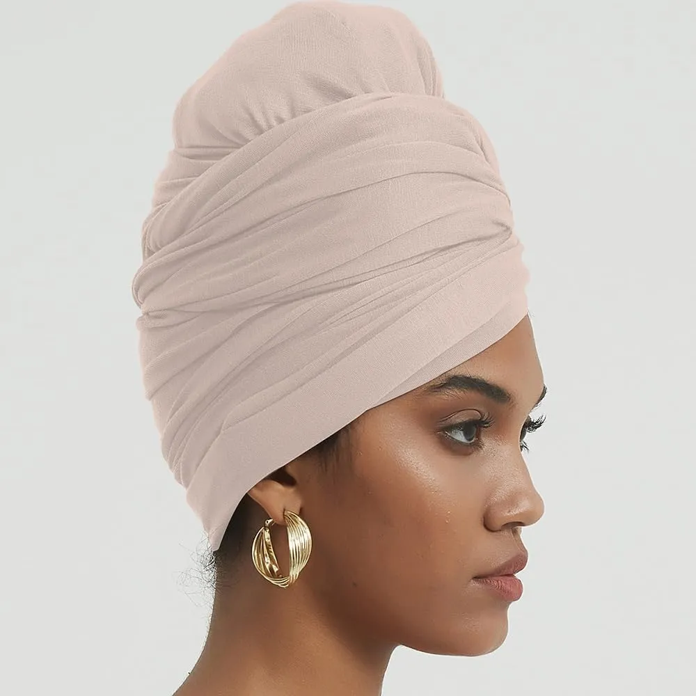 corciova Long Soft Head Wrap Turban Headband for Black Women Two Way Stretch Fashion African Head Covering Jersey Hijab Scarf