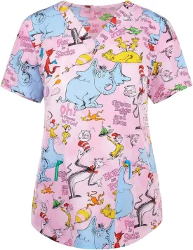 Cozy Fit Plus Size Scrub Shirts Medical Uniforms Tops Print Scrubs for Women Nurse Vet Pediatric with Design