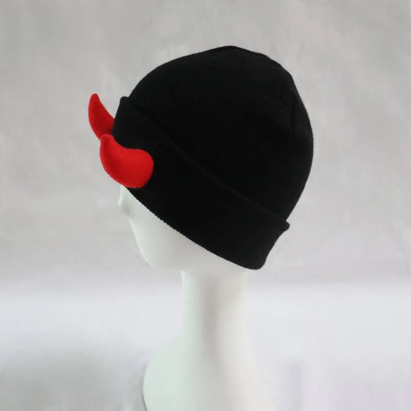 Demon Horned Knitted Beanie Hat