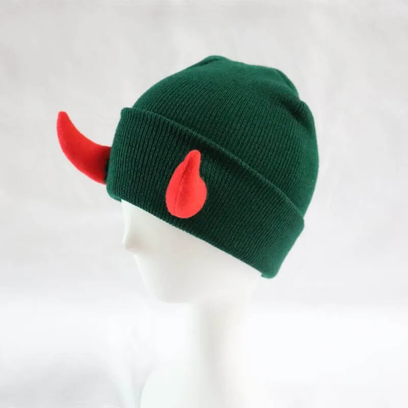 Demon Horned Knitted Beanie Hat