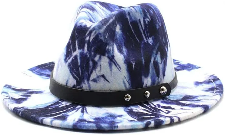 DHAEY New Graffiti Printed Woolen Felt Hat for Men and Women's Top Hat Big Brim Jazz Hat Europe and America Felt Hat Luopan Caps & Hats(03)