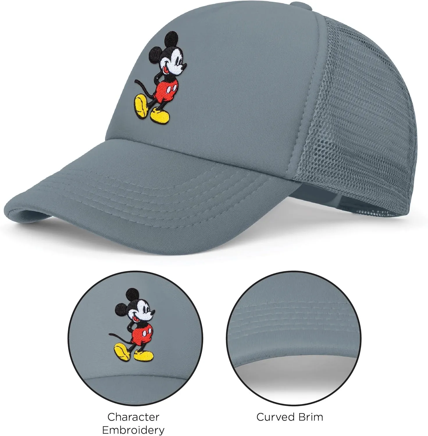 Disney Adult Trucker Hat, Mickey Mouse Mesh Snapback Baseball Cap
