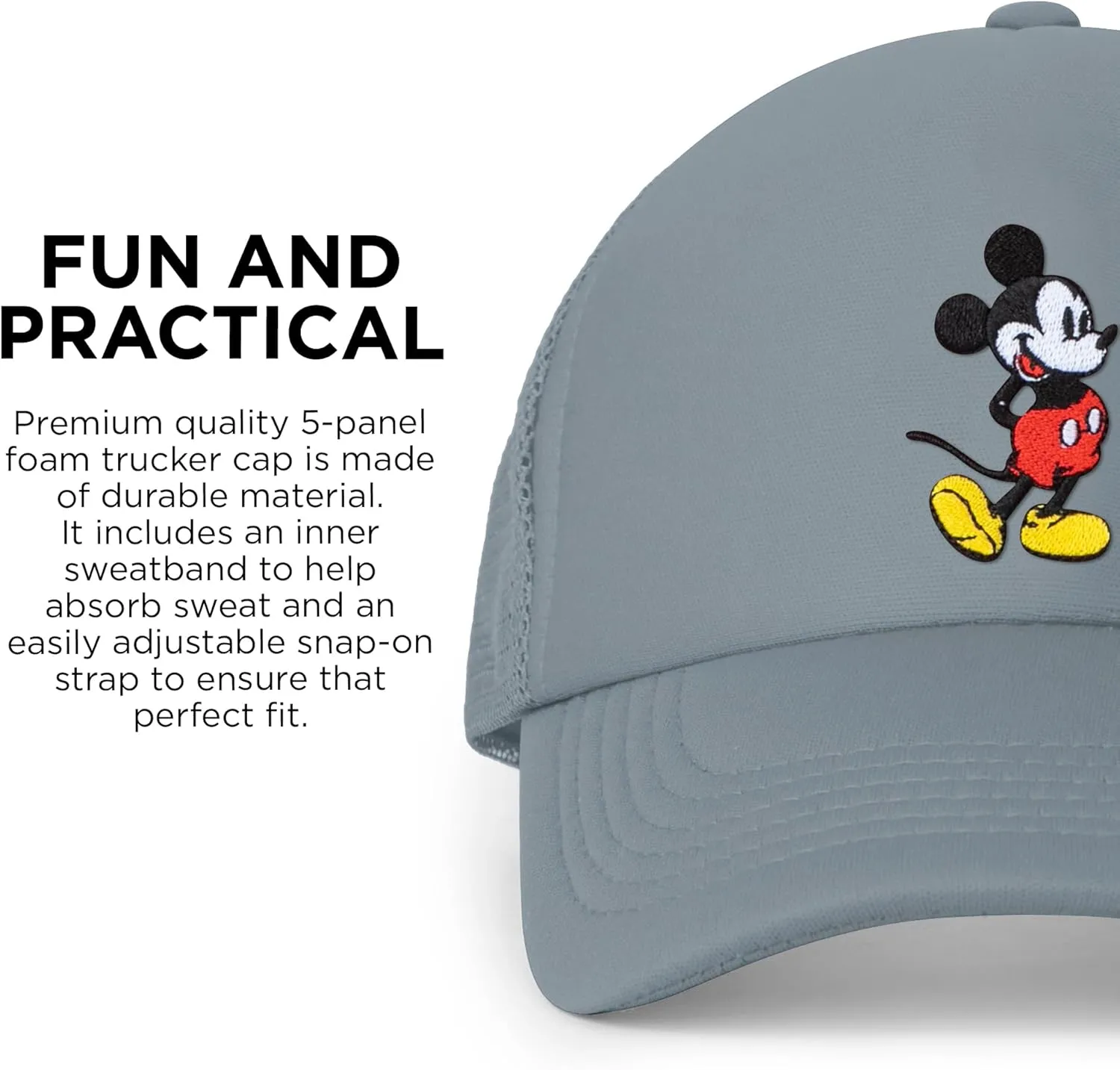 Disney Adult Trucker Hat, Mickey Mouse Mesh Snapback Baseball Cap